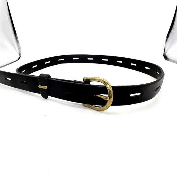 Madewell Backcountry Belt Black Leather Gold Brass Buckle Medium